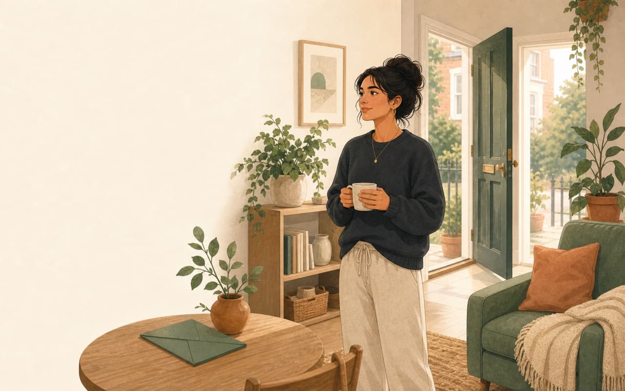 A renter considering a welcoming home near an open front door