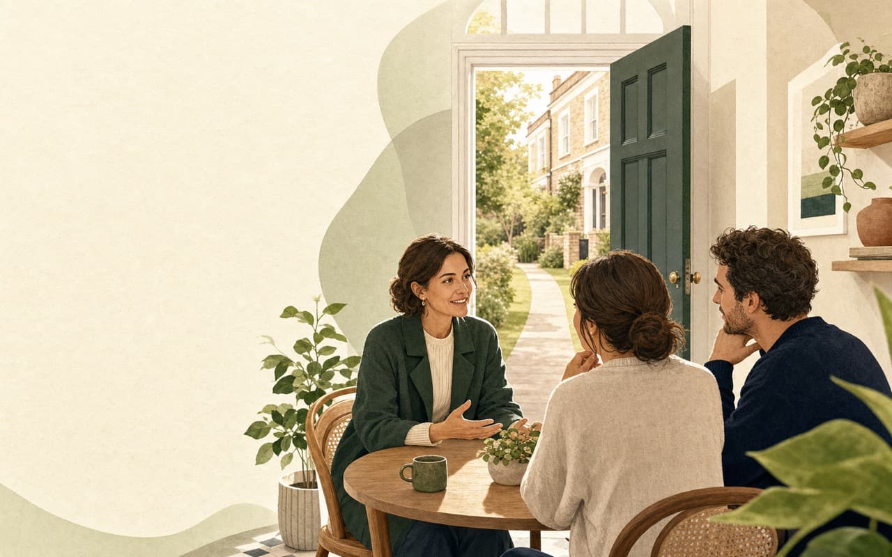 A Proper Rent agent helping people talk through a rental move